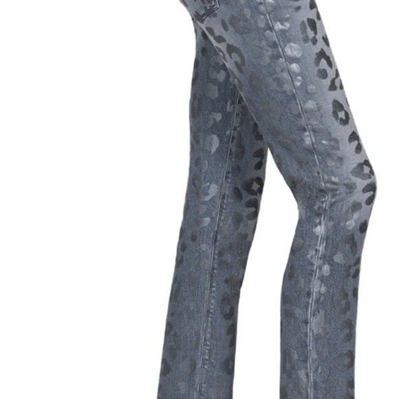 BLACK ORCHID Brooklyn Mid-Rise Straight Leopard-Print Jeans size 28 - Picture 4 of 8